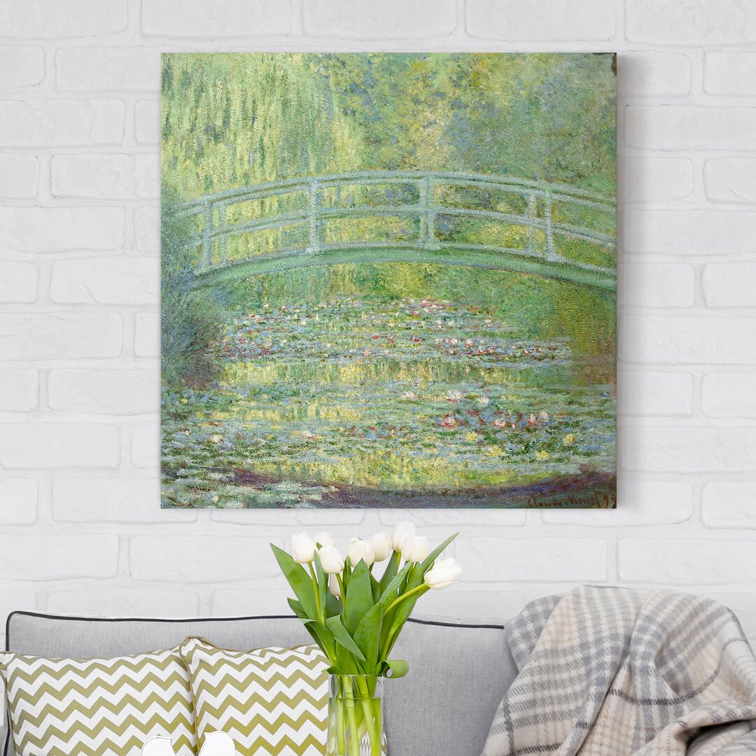 Leinwandbild Seerosenteich und japanische Brücke von Claude Monet