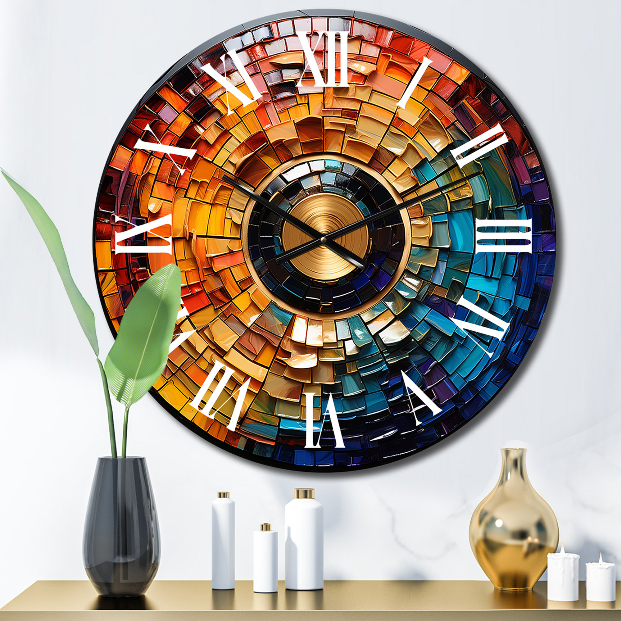 Design Art Vinyl Record Vinyl Mosaic II Metal Wall Clock Wayfair