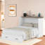 Lit escamotable multifonctionnel pliable avec station de charge et 1 grand tiroir de rangement-697263485-697263362