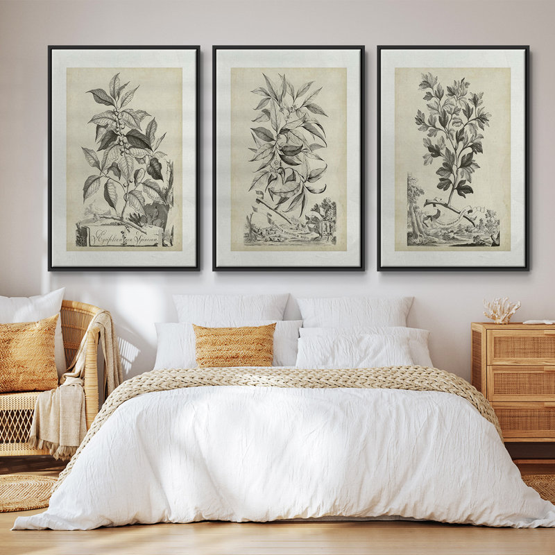 Flim Flam I, ensemble de 3 toiles encadrées sur toile, Cadre noir, H 27 po x l 54 po