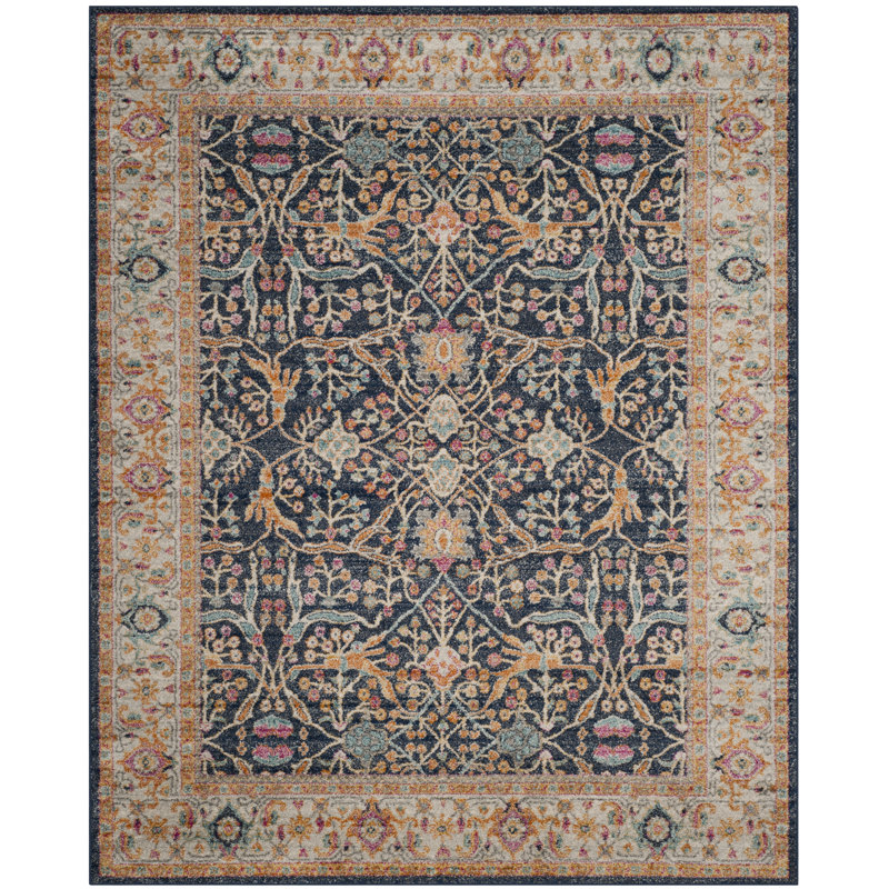 Tapis oriental crème / bleu marine / orange Christa