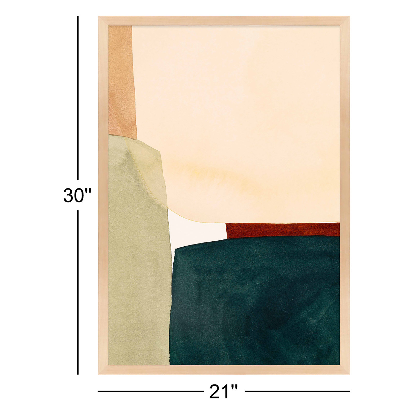 Divided "In the Depths of Turquoise" Print, Maple Picture Framed Paper, 30" H x 21" W x 1.25" D