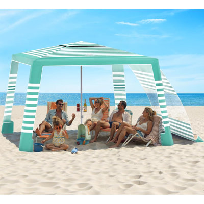 Valley Beach Cabana, tente de plage 8 * 8FT avec protection UPF50 +, toile de plage facile à installer et résistante au vent