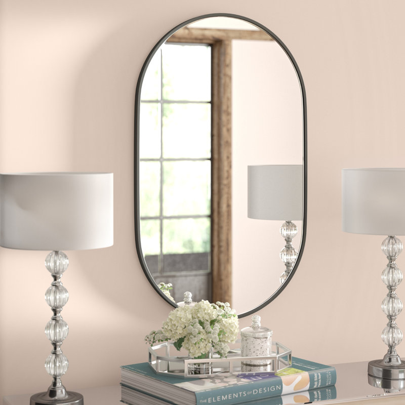 Chaya Metal Oval Wall Mirror, Matte Black, 91.4cm H x 55.9cm W