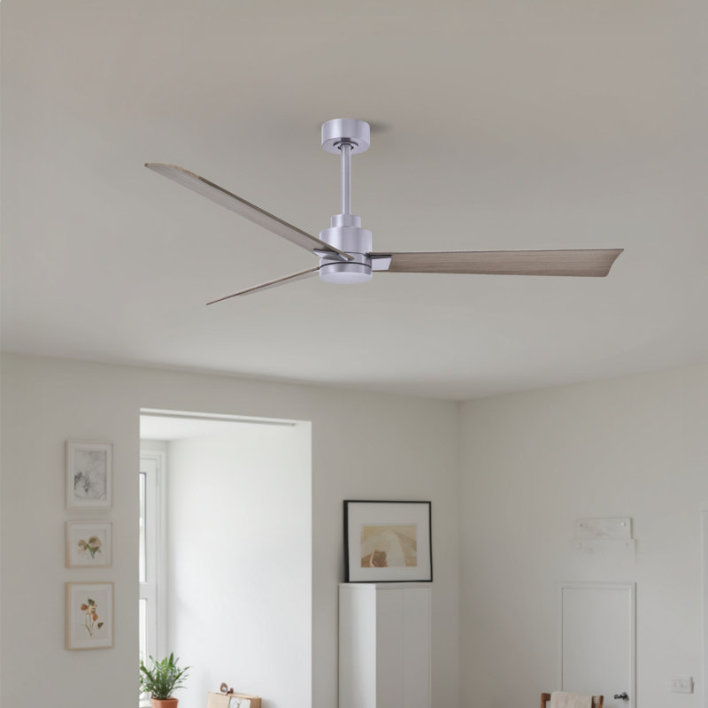 Ventilateur de plafond Alessandra, Gris cendré, Nickel brossé