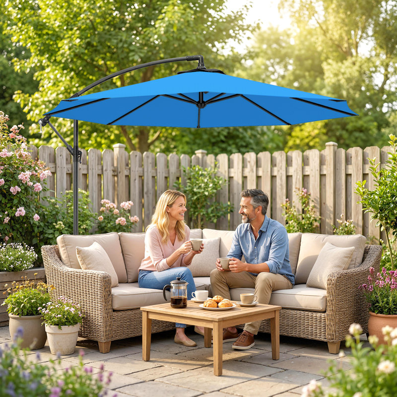 295cm Cantilever Parasol, Blue