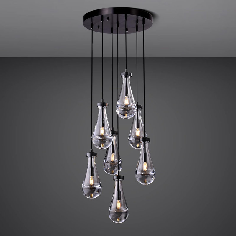 Luminaire suspendu H100 "Raindrops 7 lumières, Noir mat