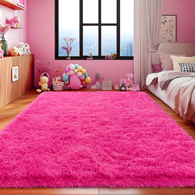 8 po x 10 pi de couleur unie Tapis à poils longs moelleux Tapis d'intérieur pour salon Chambre à coucher Chevet Chambre d'enfant