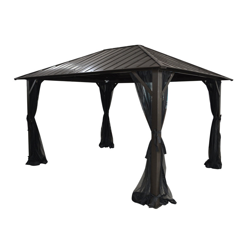 Pavillon de jardin permanent en métal x 10 pi Pavillon de jardin en aluminium, 14 pi x 10 pi