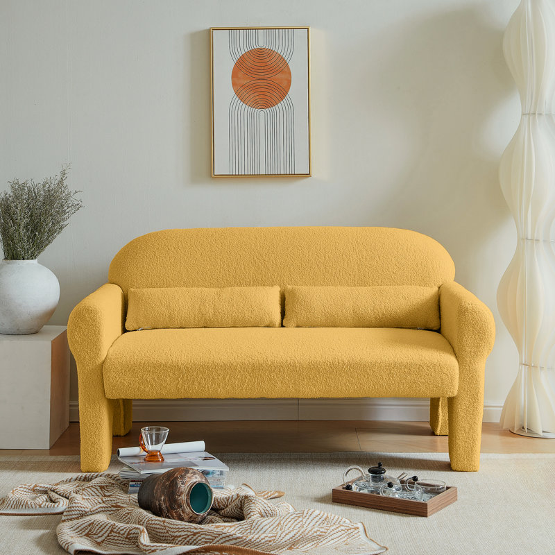 Laine d'agneau jaune pour n'importe quelle pièce - Conception moderne et élégante, construction à 2 réglages avec tissu, coussin lombaire, construction, polyvalence