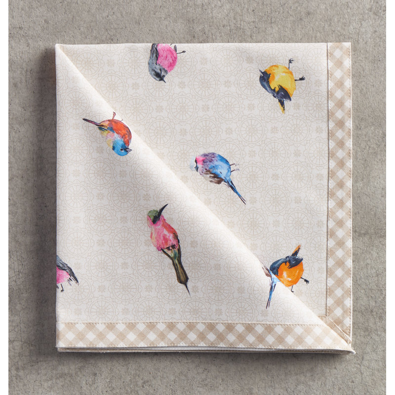 Serviette de coton 20 po oiseaux on wire