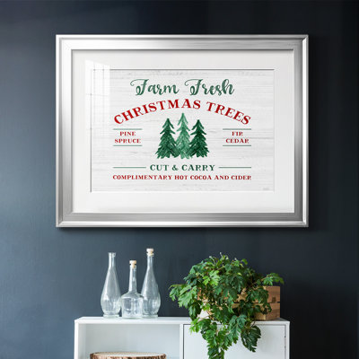 «Farm Fresh Christmas Trees», impression encadrée avec biseau mat et verre