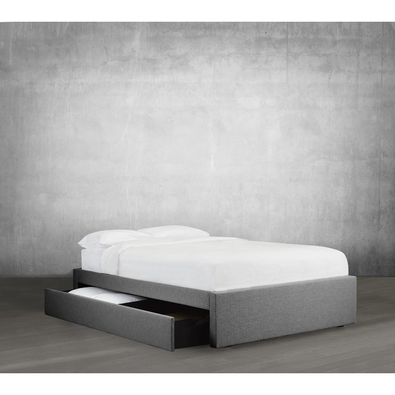 Lit plateforme avec rangement rembourré Halewood, Simple, Anthracite