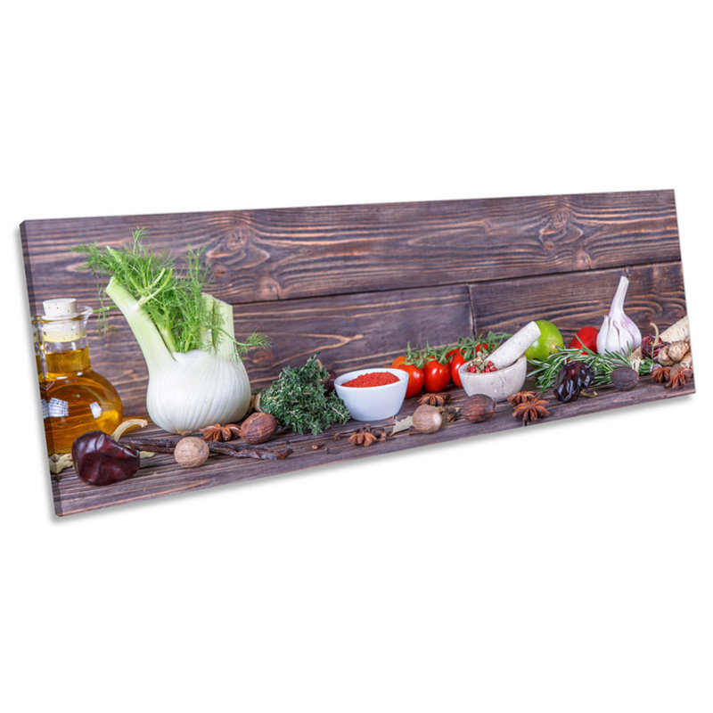 Kitchen Cooking Ingredients - Wrapped Canvas Panoramic Print, 40.64cm H x 121.92cm W x 2cm D