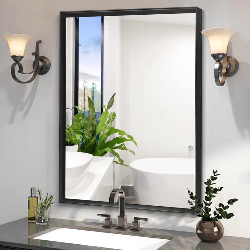 Miroir de salle de bain mural, Noir, 30,68 po x 40,71 po
