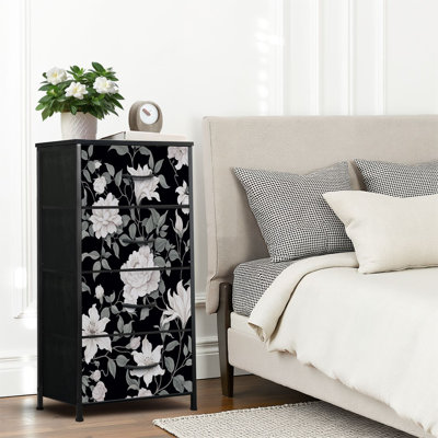 4 Drawer Dresser for Bedroom, Narrow Chest of Drawers, Wooden Top and Study Iron Frame 18"x37.5"-(WxH)