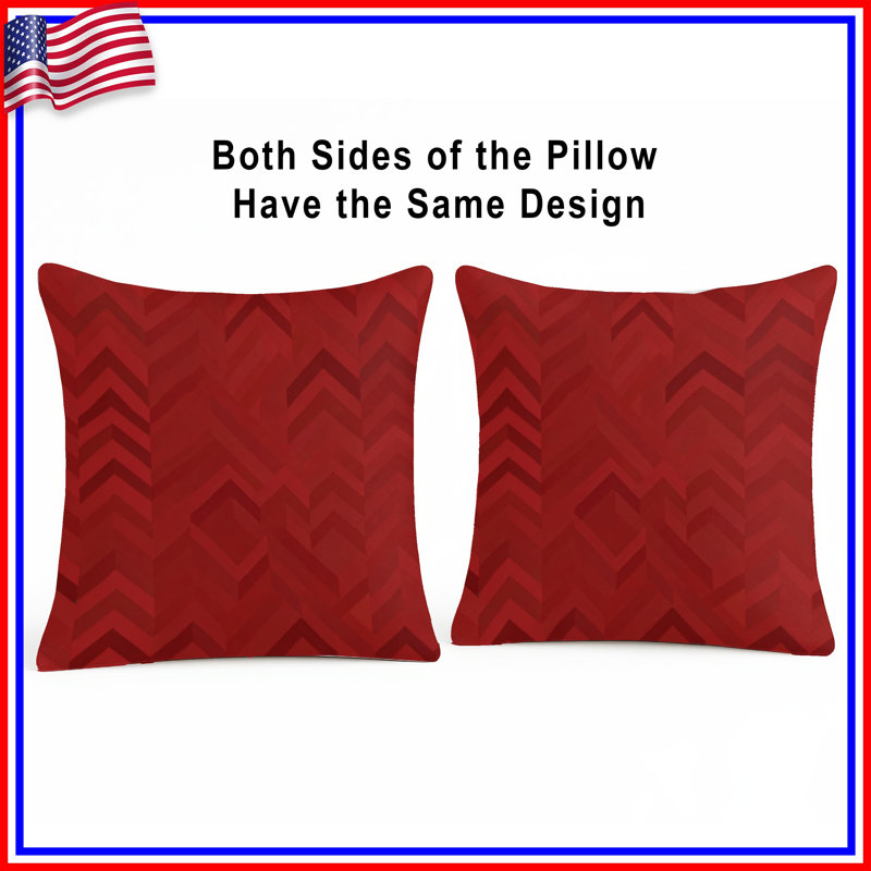 Coussins décoratifs Red Chevron, 16 x 16 pouces