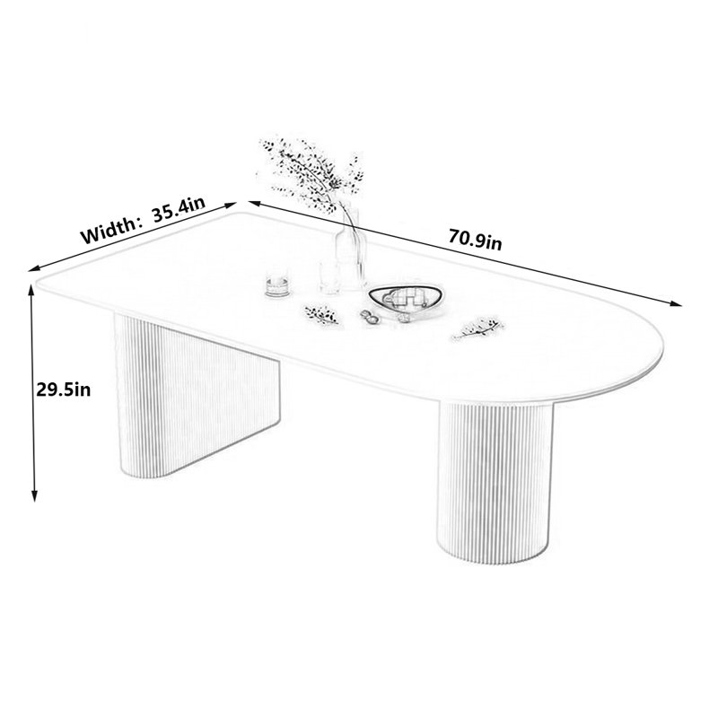 Table de salle à manger Minimalist, H 29,5 po x L 70,9 po x l 35,4 po