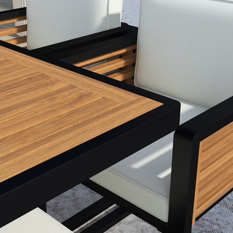 9-Pieces Acacia Wood Patio Dining Set, Beige