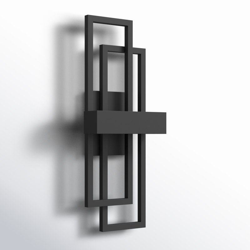 Brandalynn Iron Dimmable Integrated LED Outdoor Wall Light, Matte Black, 20.1" H x 7.9" W x 4.61" D