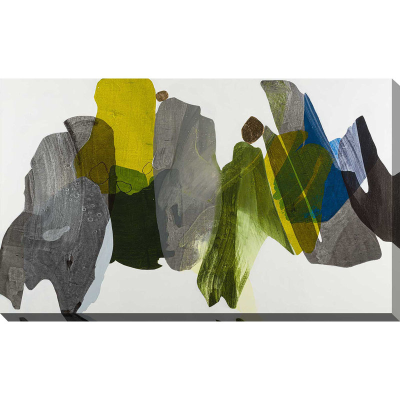 «Exploration des gorges» par Ruth Fromstein - peinture à cadre flottant, Toile tendue, H 28 po x l 48 po x P 1,5 po
