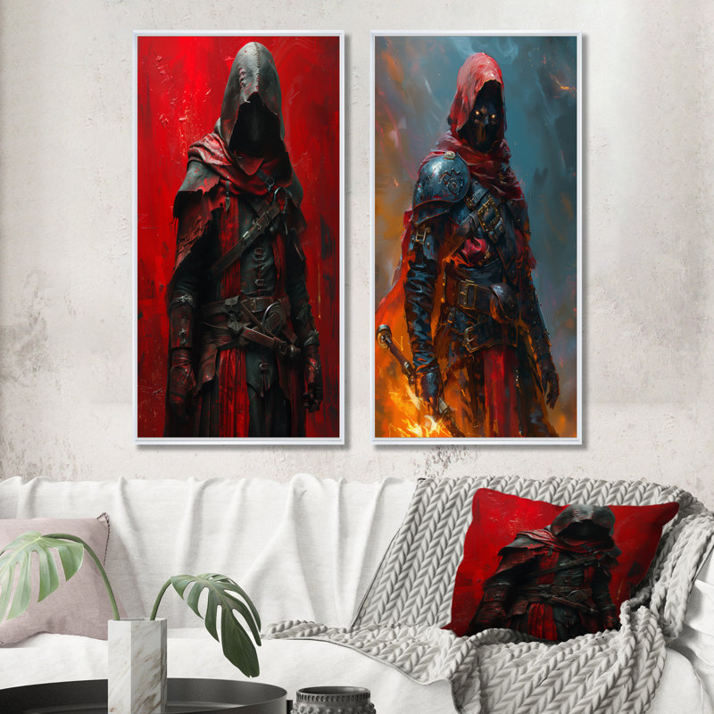 Red Warrior Hero I - Wizards, ensemble de 2 pièces d'art mural, H 28 po x l 24 po, Impression encadrée, Blanc