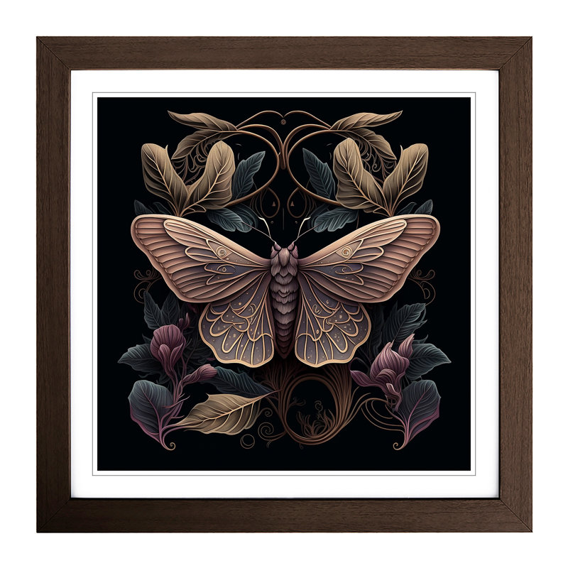 Moth Art Nouveau - Framed Print, Walnut