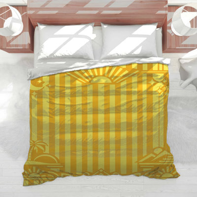 Yellow Sun Moon Stripes Comforter