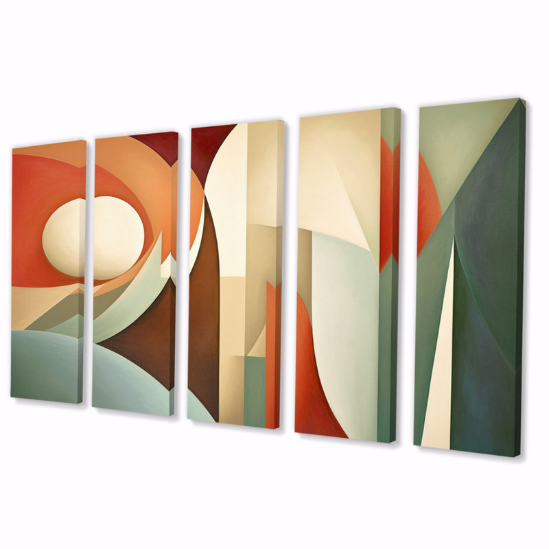 Visions symétriques orange et vertes - formes abstraites sur toile