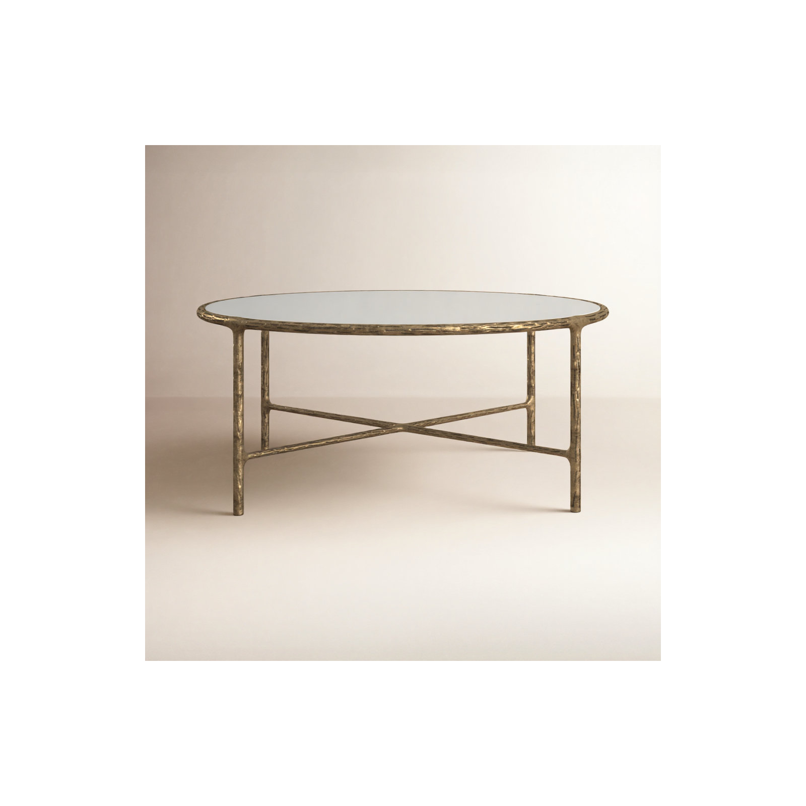 Evelynn 4 Legs Coffee Table, Brass, Marble, White Marble