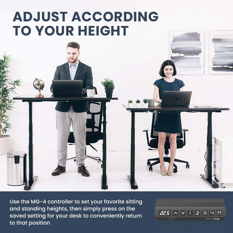 Height Adjustable Electric Dual Motor Standing Desk - Black Frame, Black