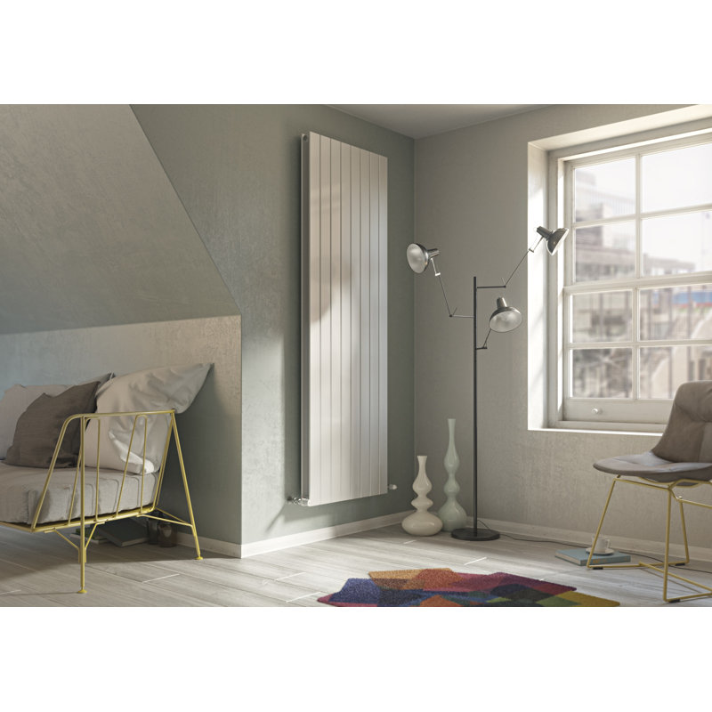 Andrew Vertical Designer Radiator, 180cm H x 59.5cm W x 7.1cm D, White, 1