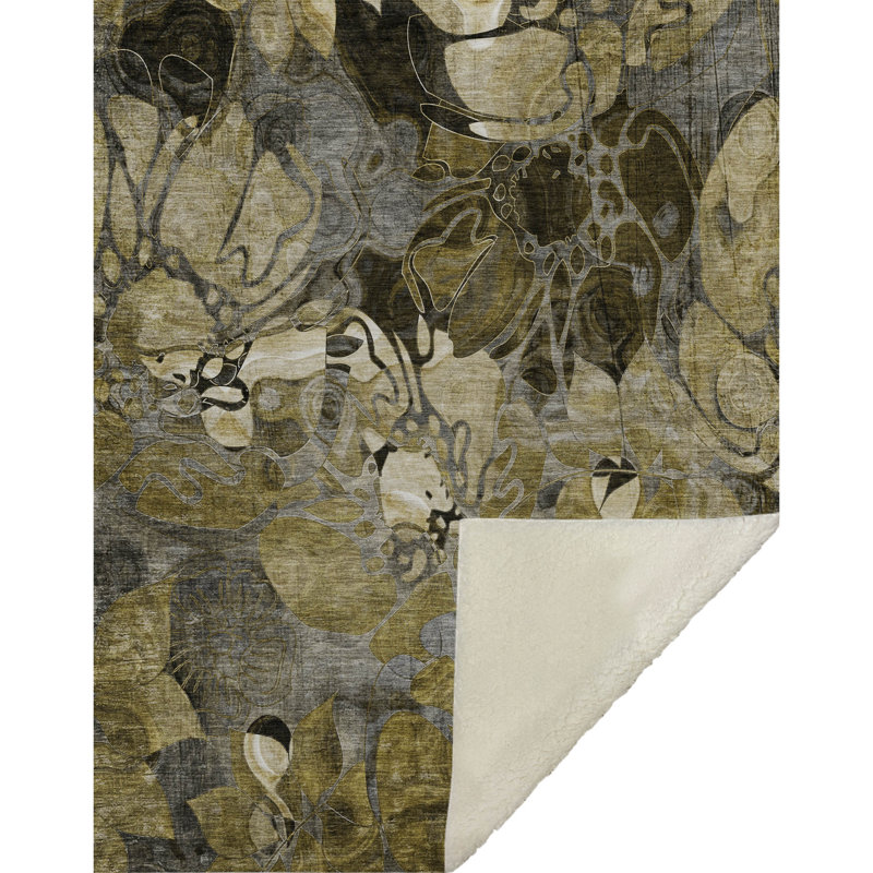 Jeté en sherpa floral Addison, Brun
