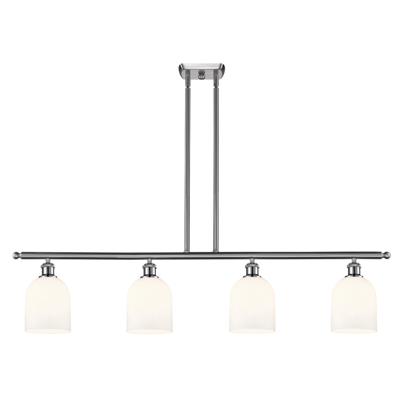 Odaniel 4 - Light Kitchen Island Pendant, Brushed Satin Nickel, Gloss White