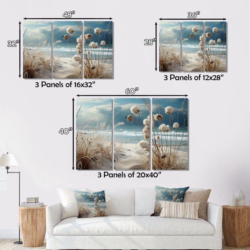 «Beach Winter Reverie I», reproduction sur toile 3 pièces, H 28 po x l 36 po x P 1 po