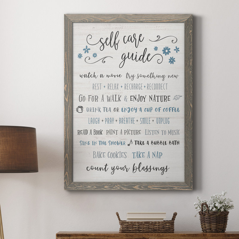 " Guide To Self Care ", Grey, 20" H x 17" W x 1" D