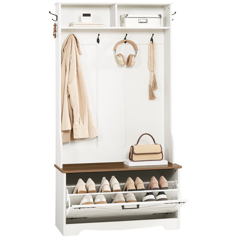 65.7" Hall Tree with Bench and Storage