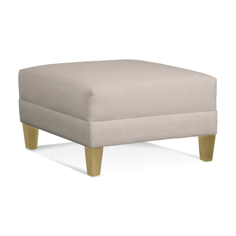 Alexa Square Ottoman, Elite Dove Linen, Brass