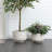 Rustic White with Gray Round Planter-1907599669