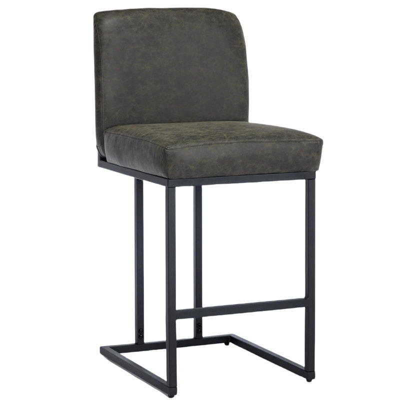 24" Bar Stools, Counter Height Bar Stools With Back, Grey, 1