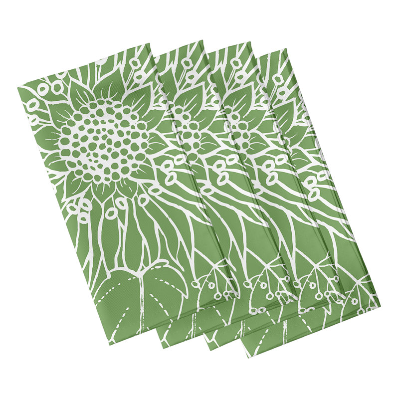 Chavi Polyester Floral Square Napkin, Green