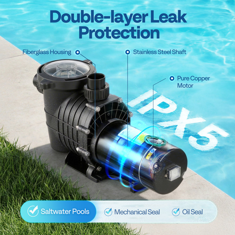 Puissante pompe de piscine auto-amorçante 115 volts 1,5 HP 6027 GPH