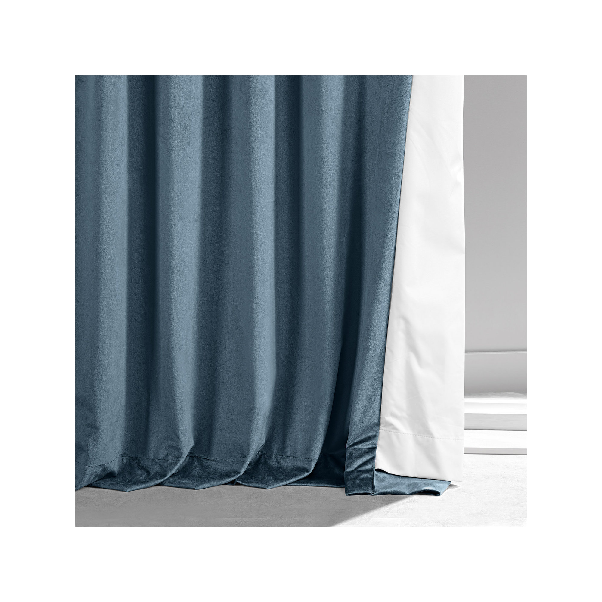 Loria Plush Velvet 100% Blackout Curtains For Bedroom, Living Room - Single Panel, 50" W x 96" L, Oxford Blue