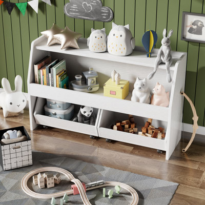 Toy Storge & Organizer Bookshelf With Cubbies and 2 Movable Drawers, 2 Tier by Isabelle & Max