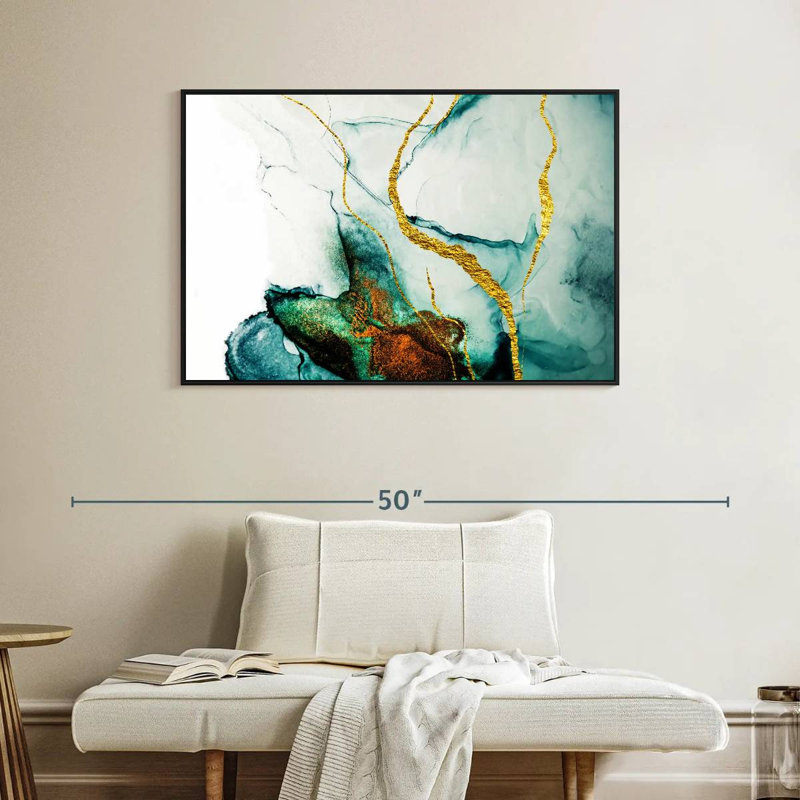 Lucilla Gold Streaks, 40" X 27", Floating Frame Black