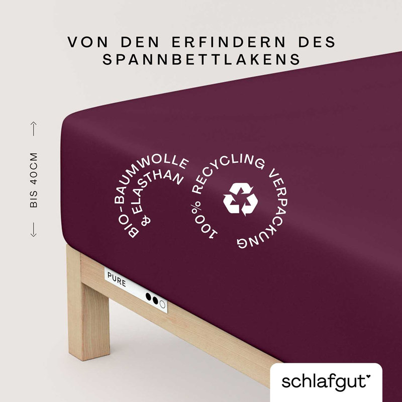 Jersey elastane fitted sheet PURE for box spring 100% organic cotton, Purple Deep, XL 180x200cm - 200x220cm