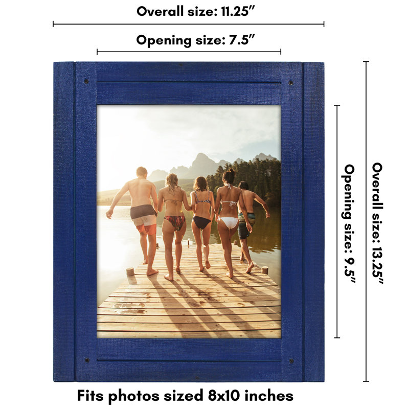 Cadre photo - Cadre photo rustique avec bois d'ingénierie texturé, verre incassable et fond de chevalet - Affichage horizontal et vertical