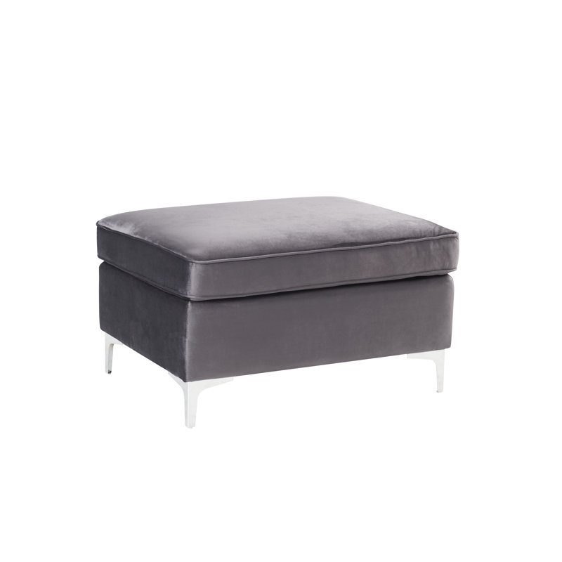 Repose-pieds rembourré 36 po avec rangement Aneley, Velours gris velours
