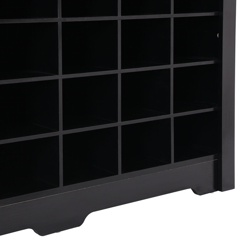Modern 24-Cubby Shoe Cabinet & Sideboard – Curved Base Storage Console for Entryway, Living Room, or Bedroom, Black
