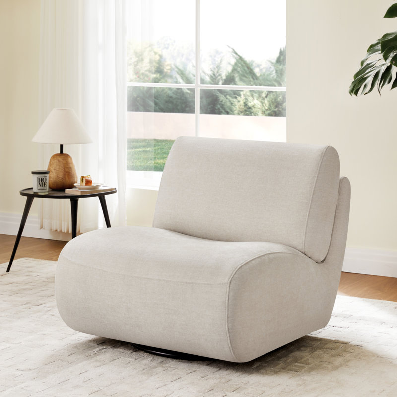 Nita 33'' Swivel Upholstered Accent Chair, Milo Linen Chenille